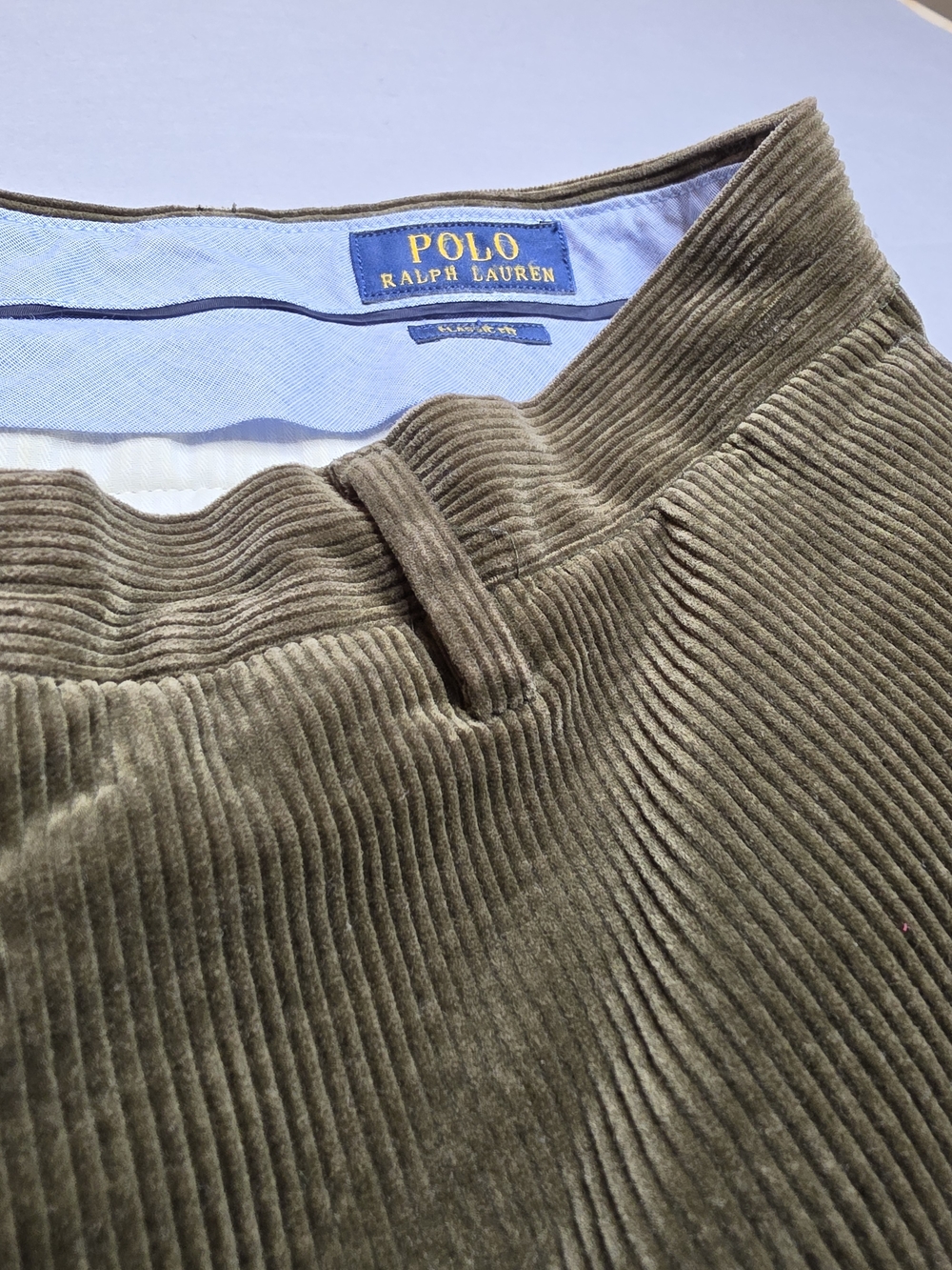 Ralph Lauren Polo Olive Green Corduroy‎ Pants with Navy Labels 40/30
